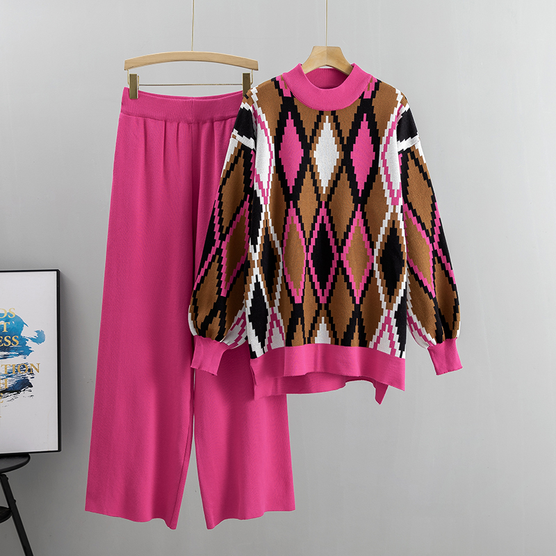 Haut à manches longues et pantalon large pour femme, ensemble 2 pièces, décontracté, mode, automne, hiver, 2025