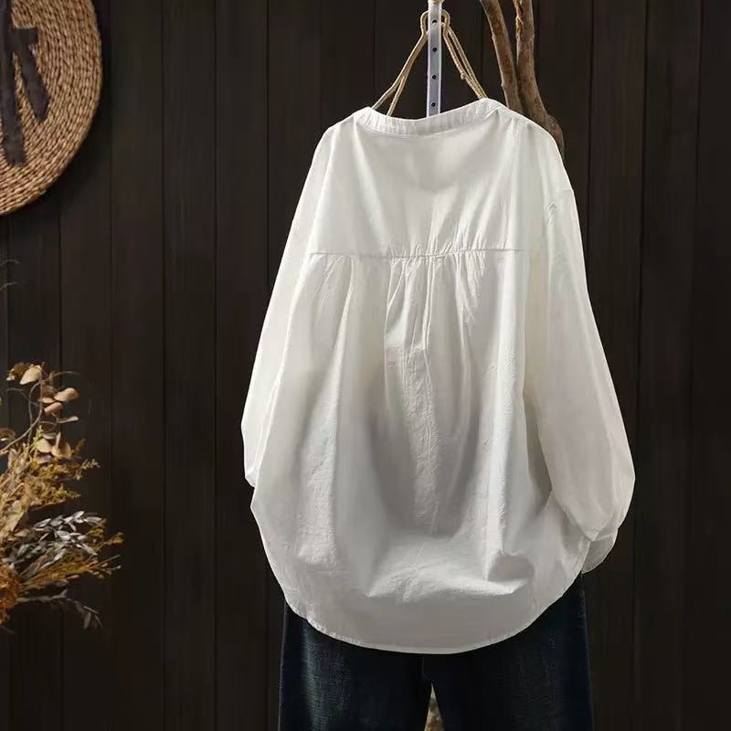 100% coton blanc noir femmes chemises élégantes automne vêtements 2025 femmes mode coréenne à manches longues hauts dames chemises plissées