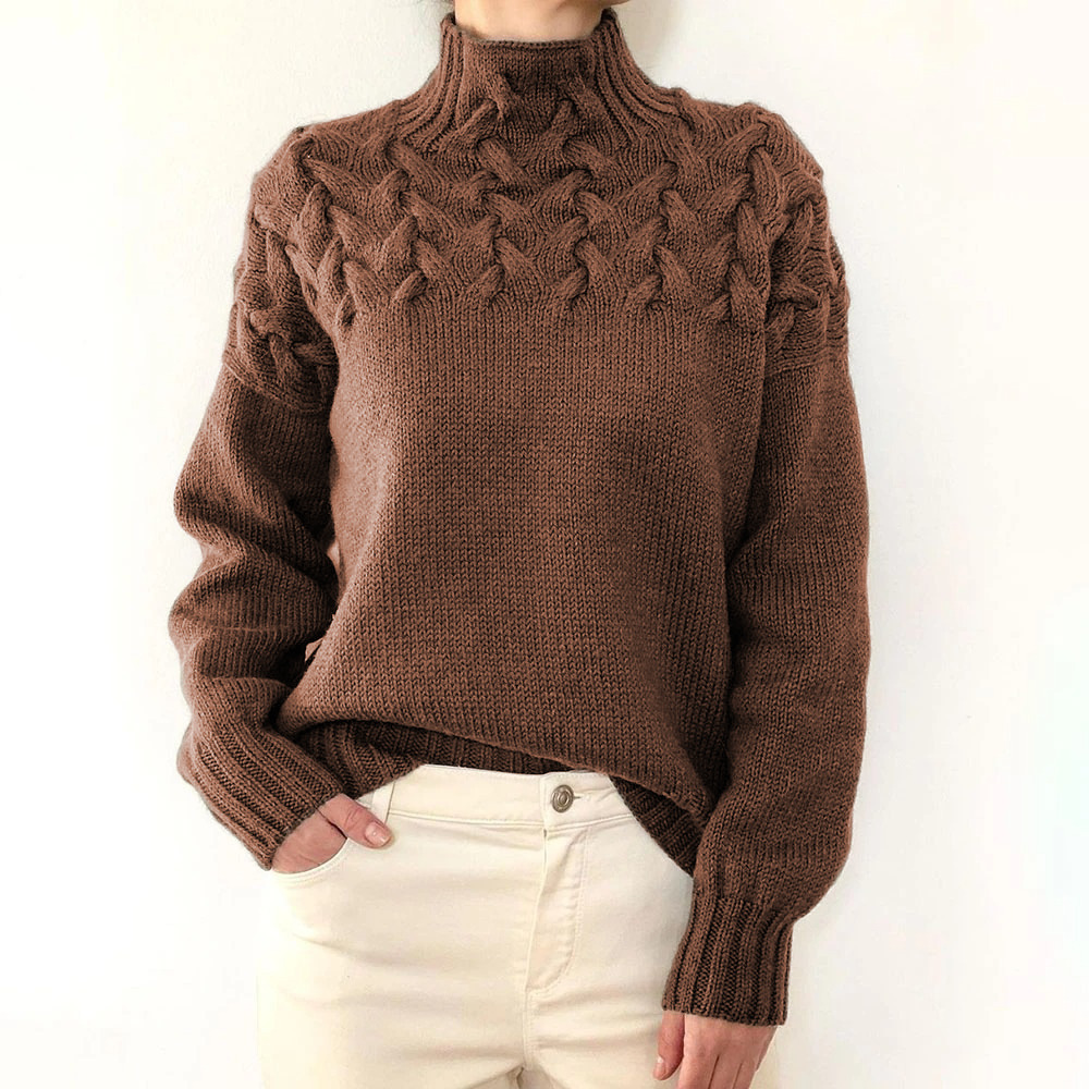 Pull décontracté à manches longues et col haut pour femmes, vêtements d'automne et d'hiver, tempérament à la mode, nouveaux détails