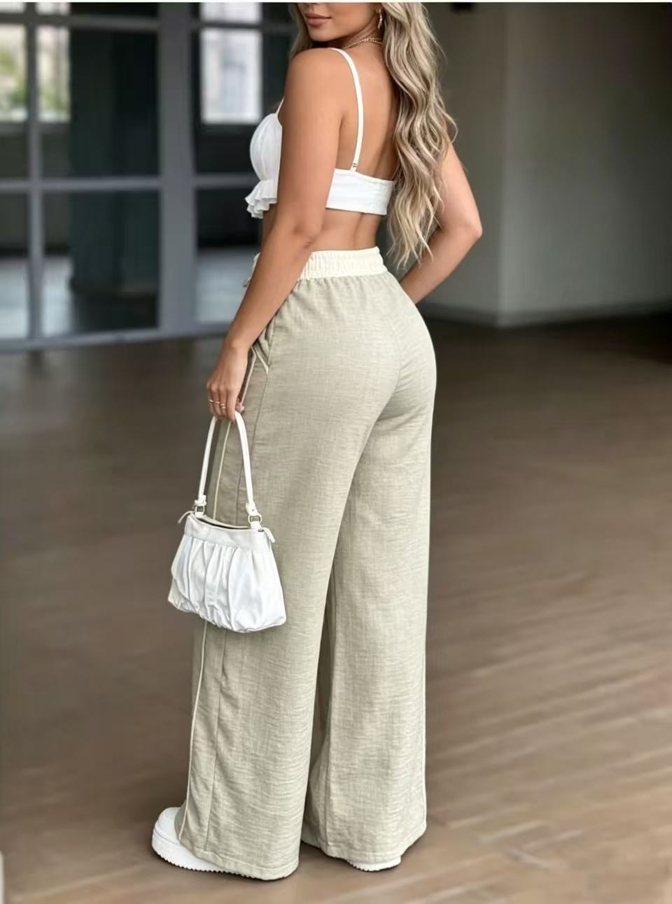 Pantalon large décontracté pour femmes avec motif d'oreilles de chat