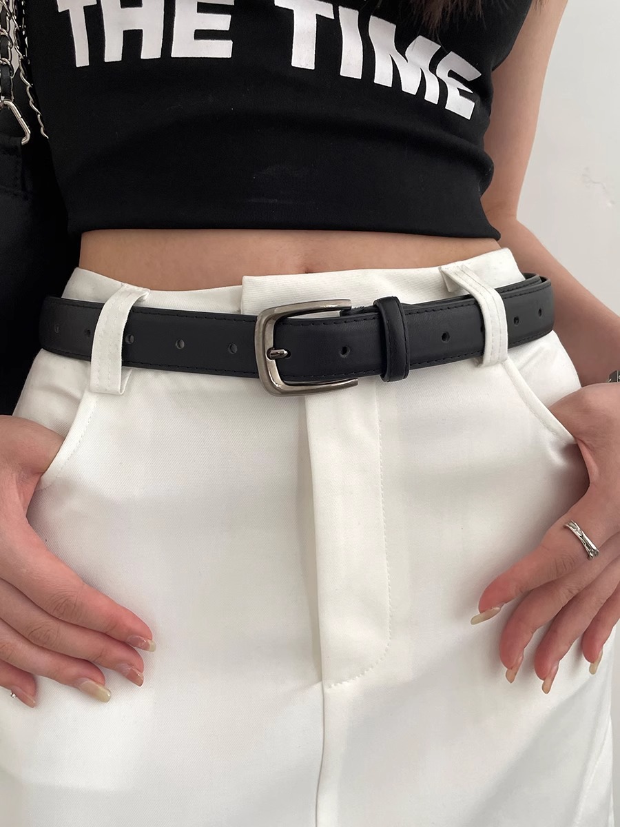 2.8x108cm ceinture en cuir PU pour femmes Vintage été argent boucle ceinture coréenne femme jean manteau robe ceinture hommes ceinture