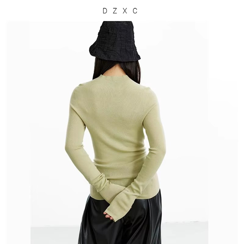 Article polyvalent ~ Pull en laine 100 %, pull ajusté, pull à col haut pour femme, nouvelle collection automne-hiver