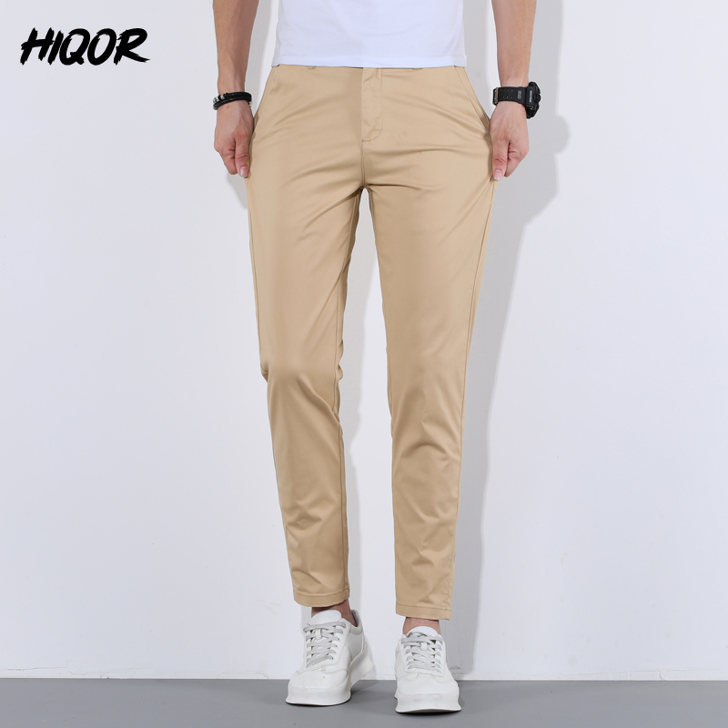 HIQOR-Pantalon Long Décontracté en Coton Fin pour Homme, Vêtement Streetwear Respirant, à la Mode, 9 Couleurs, Été
