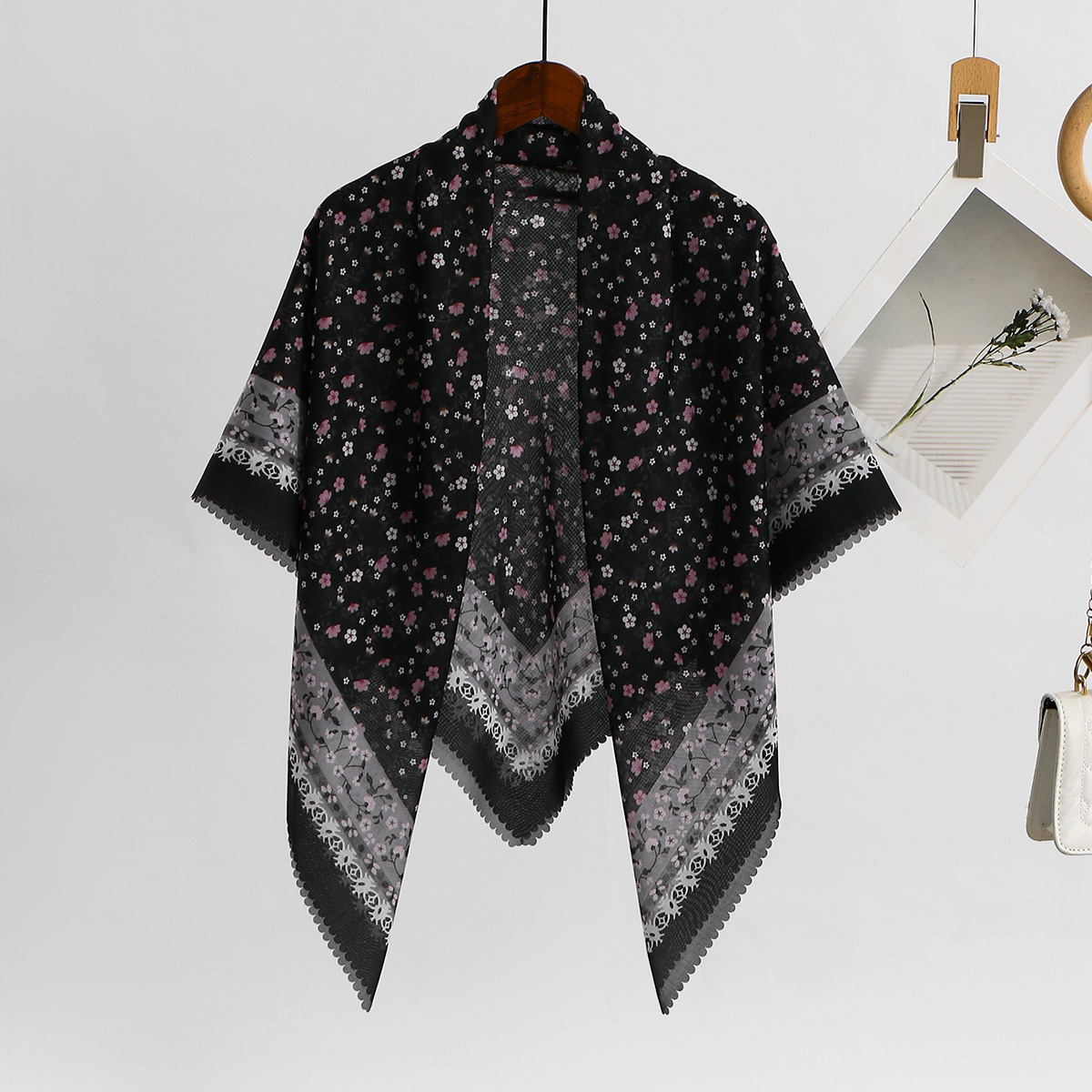 Foulard carré imprimé en viscose de 110 cm pour femme, hijab musulman, écharpe du Ramadan, turban de l'Aïd de Malaisie, foulards pour jeune fille