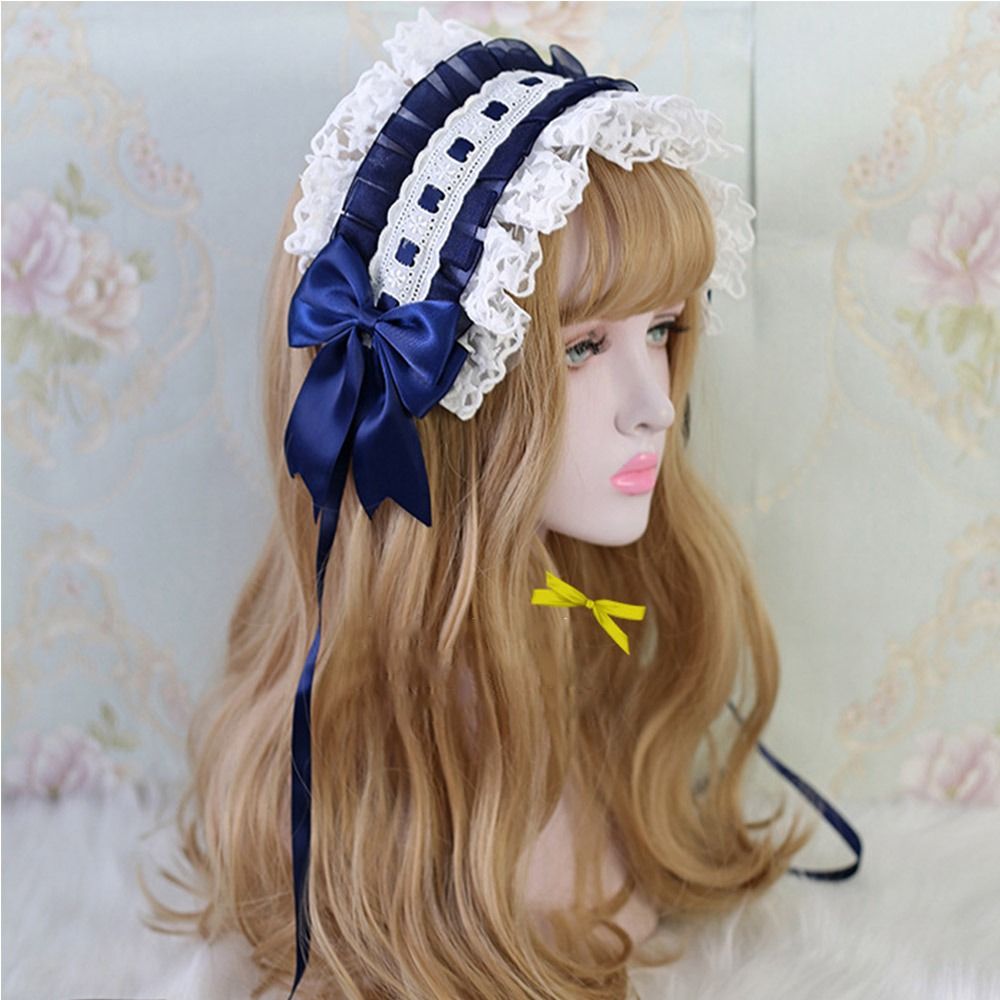 Bande de Sauna à Volants Lolita de Style Japonais, Bandeau avec Nministériels d en Dentelle Brodée d'Étoile Douce, avec Épingles à Cheveux, Coiffure de Cosplay de Demoiselle d'Honneur