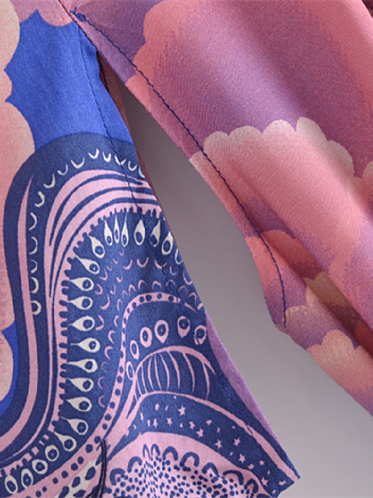 Chemisier Kimono Bohème pour Femme, Imprimé Floral et Lune Bleue, Style Plage BOHO, avec Nœuds, Cardigan Long Maxi, Blouse de Vacances