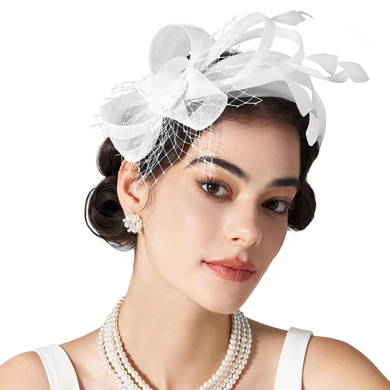 Bandeau de sauna à plumes pour la mariée, Fascinateur floral rétro, grande pince à cheveux pour cocktail, fête de mariage, décoration de chapeau pour patients, vêtements de sauna pour dames