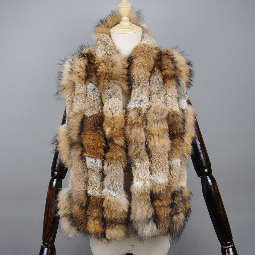 Nouvelle Arrivée 2026 – Écharpes Chaudes pour Femme en Véritable Fourrure de Lapin Rex et Écharpes en Véritable Fourrure de Renard pour l'Hiver