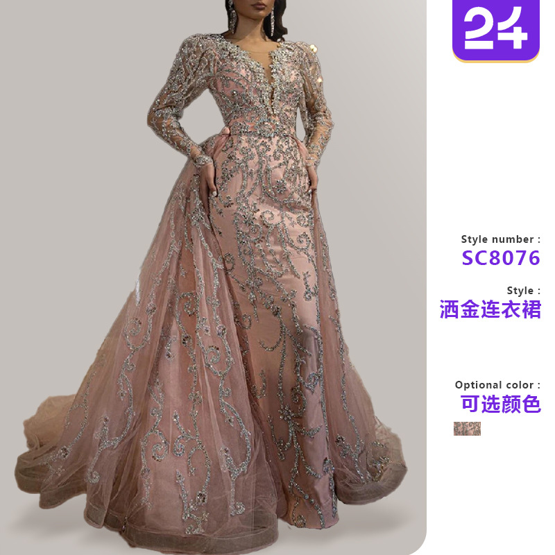 Robes pour femmes 2026, nouvelle collection européenne, sexy, col en V, manches longues, à franges dorées, robes longues de soirée, vêtements pour femmes, vestidos.