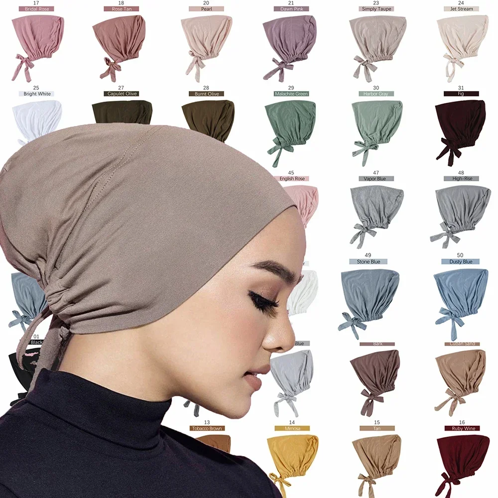 Jersey doux Modal musulman Turban chapeau intérieur Hijab casquettes islamique sous-écharpe Bonnet inde chapeau femme bandeau Turbante Mujer
