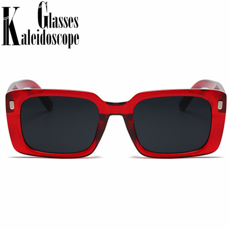Lunettes de soleil carrées classiques pour femmes et hommes, petites lunettes de soleil rectangulaires rouges populaires pour femmes rétro Hip Hop, lunettes d'ombrage UV400