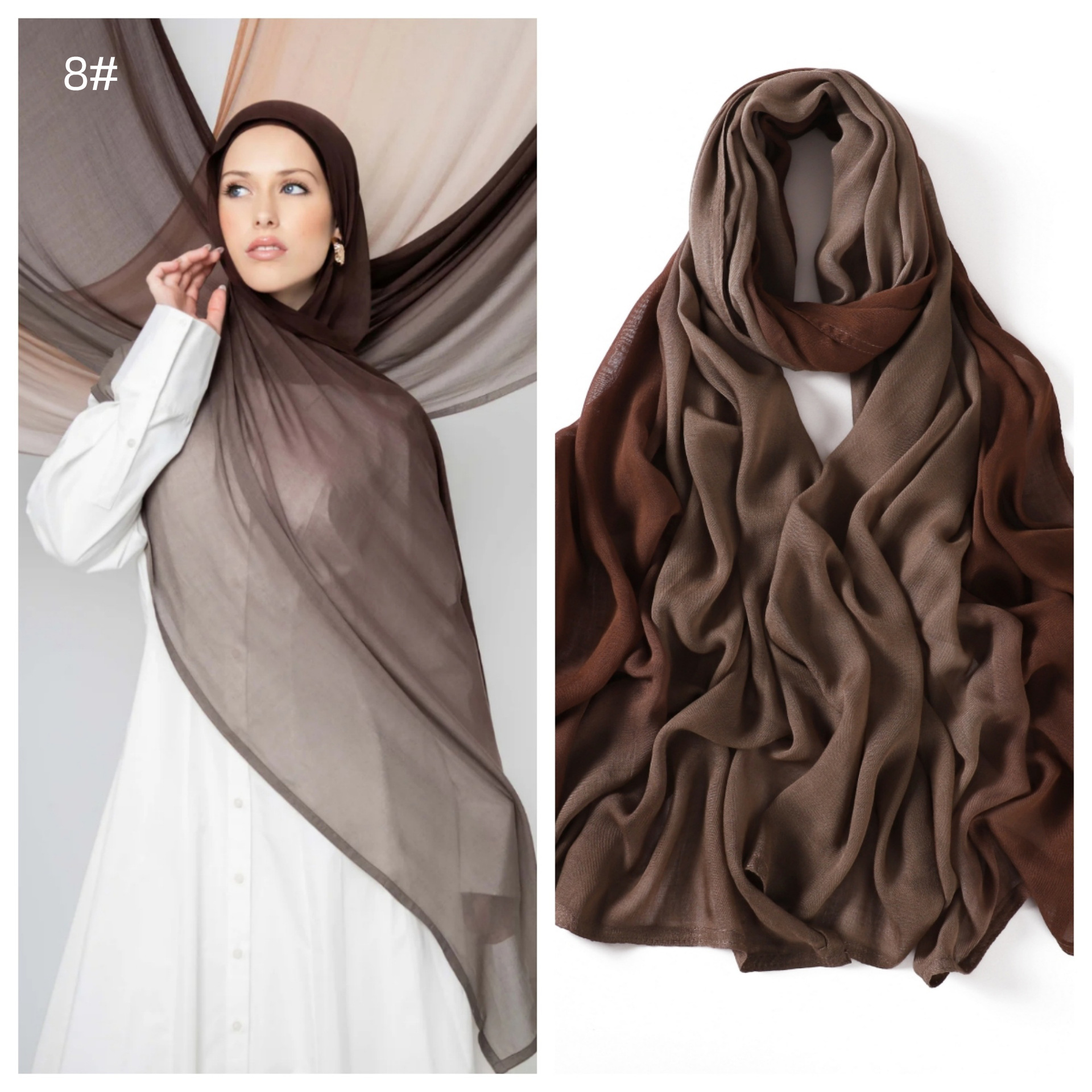 Nouveau Viscose dégradé Hijab femmes musulman écharpe châles Abaya femmes voile Foulard enveloppes plaine islamique Turban bandeaux Foulard