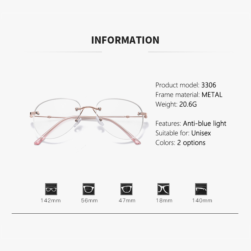 Nouvelles lunettes de prescription progressives sans cadre pour hommes, style tendance et classique.3306