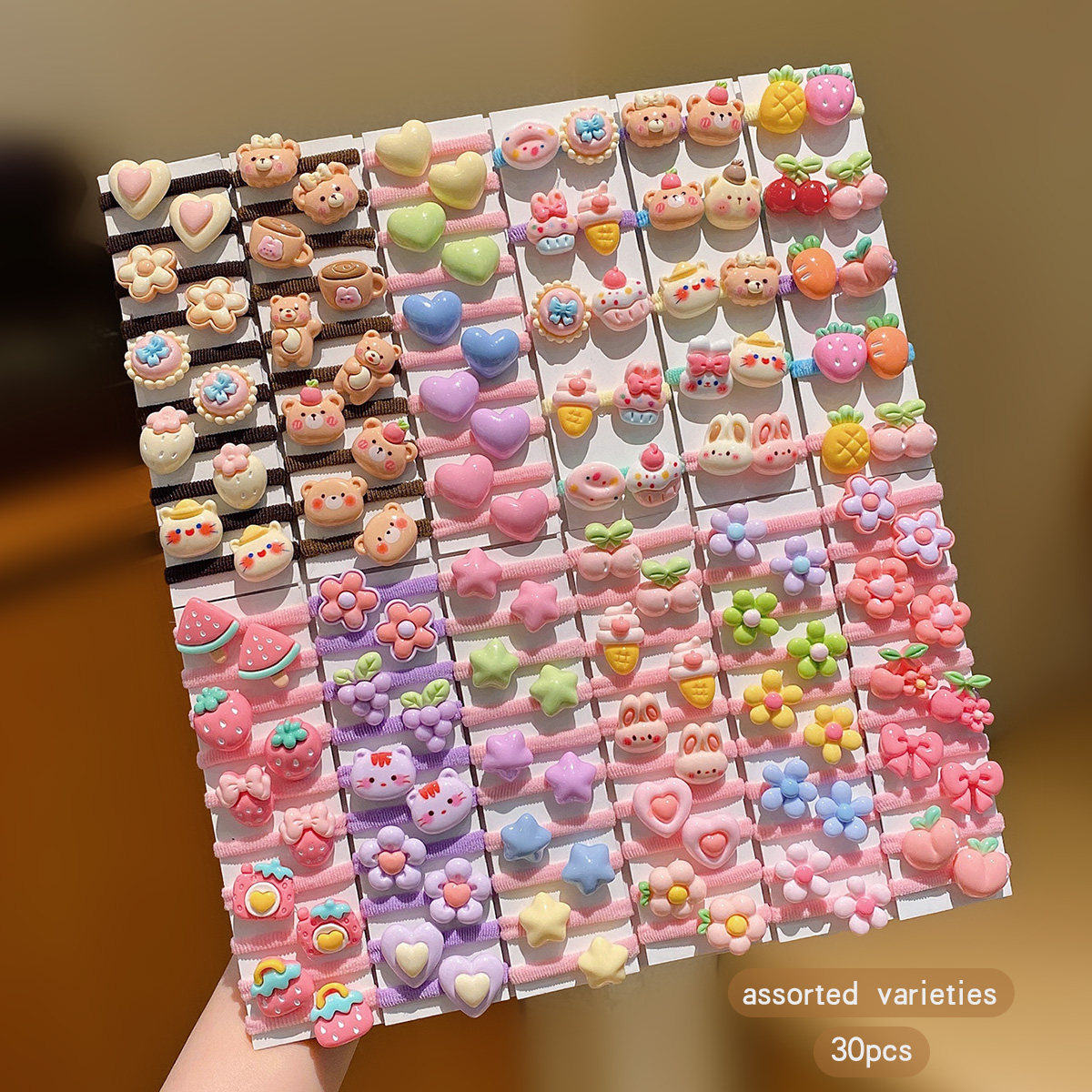Bandeaux de cheveux de dessin animé aléatoires, adaptés à un usage quotidien comme accessoires de bande de caoutchouc, 30 styles mignons