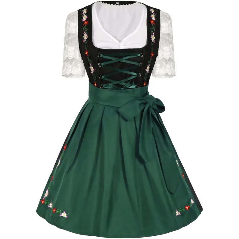 Oktoberfest Dirndl Costume de femme de chambre femmes broderie paysanne tablier dentelle ceinture cravate robe Festival adulte tracht irlandais bavière tenue
