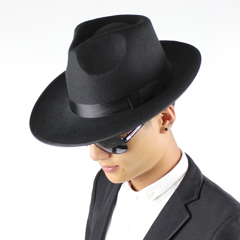 Chapeau Fedora rétro pour hommes et femmes, noir, bord large, Jazz Top Cap, feutre chaud d'hiver, chapeau anderunisexe, chapeaux d'église ander