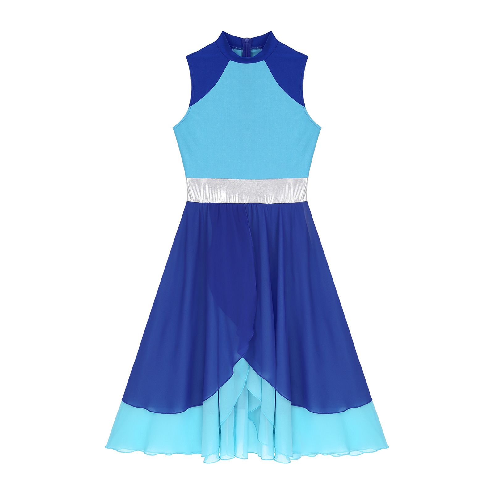 Robe de danse patchwork moderne pour femmes, robe de nuit pour documents once, col montant en fibre, ourlet fendu, vêtements de danse