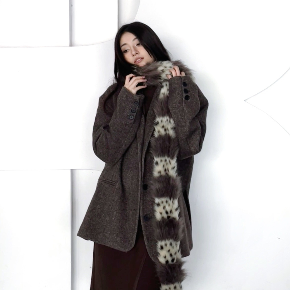 Écharpe en fourrure imprimé léopard pour femmes, sous-culture Y2K, Sexy, Millennium Hottie, en peluche, Patchwork, chaude et étroite, tendance pour l'extérieur