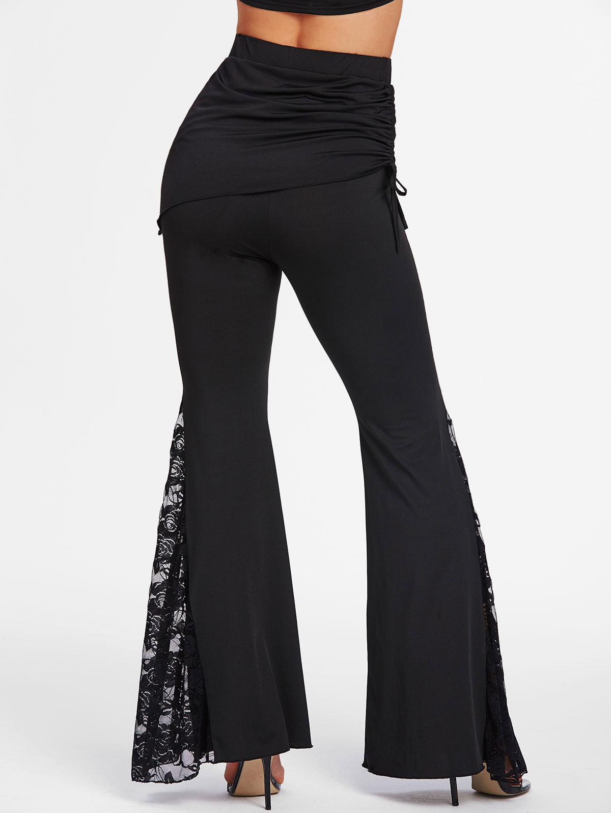Dressfo 2025 nouveaux pantalons pour femmes mode décontractée fleur dentelle insérer jupe cintrée pantalon évasé