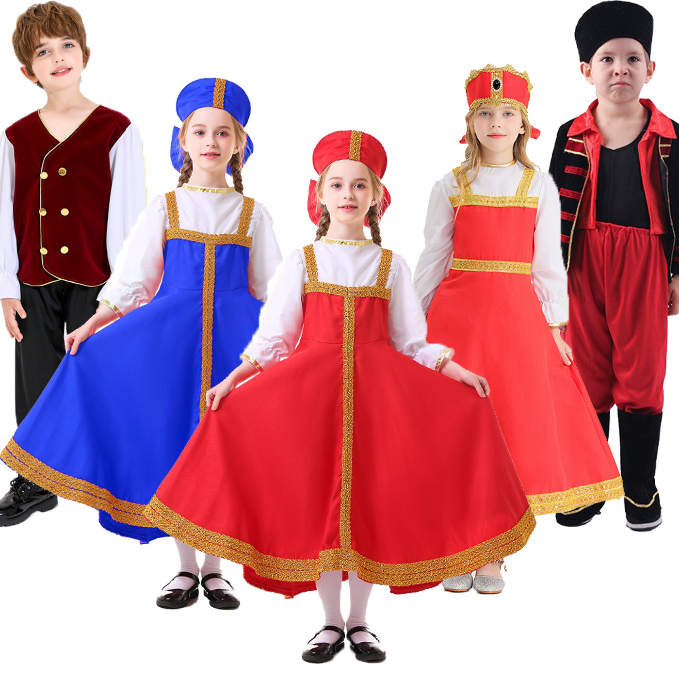 Costume traditionnel russe unisexe, robe Sarafan de princesse ou de prince pour le carnaval, la scène, Halloween, cosplay