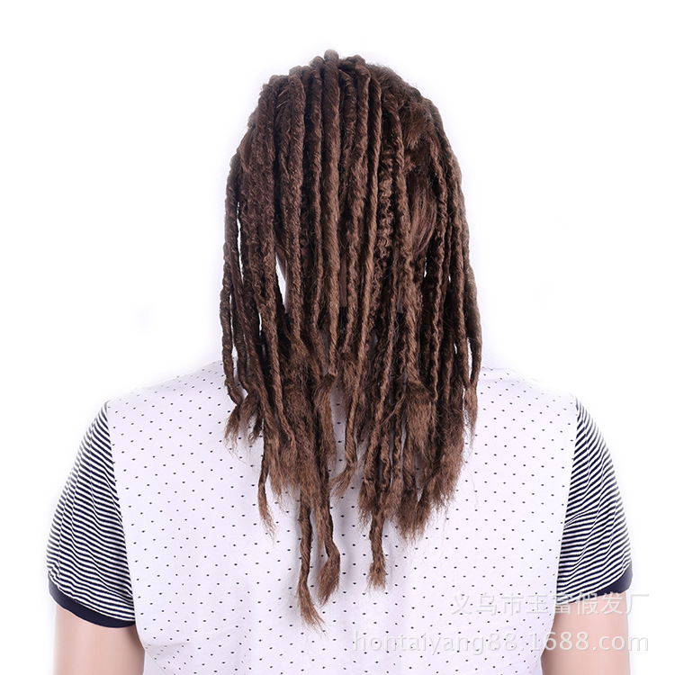 Perruque de Cosplay pour hommes, tresses sales Reggae, tresses torsadées, perruque de bal marron, cheveux Afro Dreadlocks + bonnet de perruque gratuit