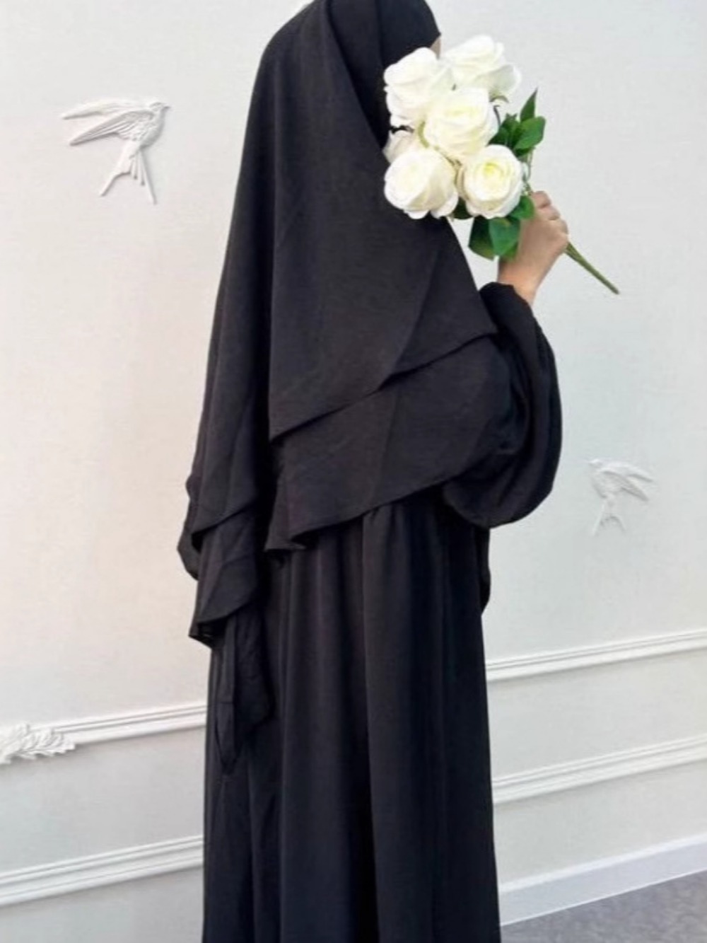 Eid Mulsim Ensemble Femmes 2 Couches Khimar avec Robe Ramadan 2 Pièces Ensemble Abaya Vêtement de Prière Ensembles Hijab Niqab Jilbab Ensembles