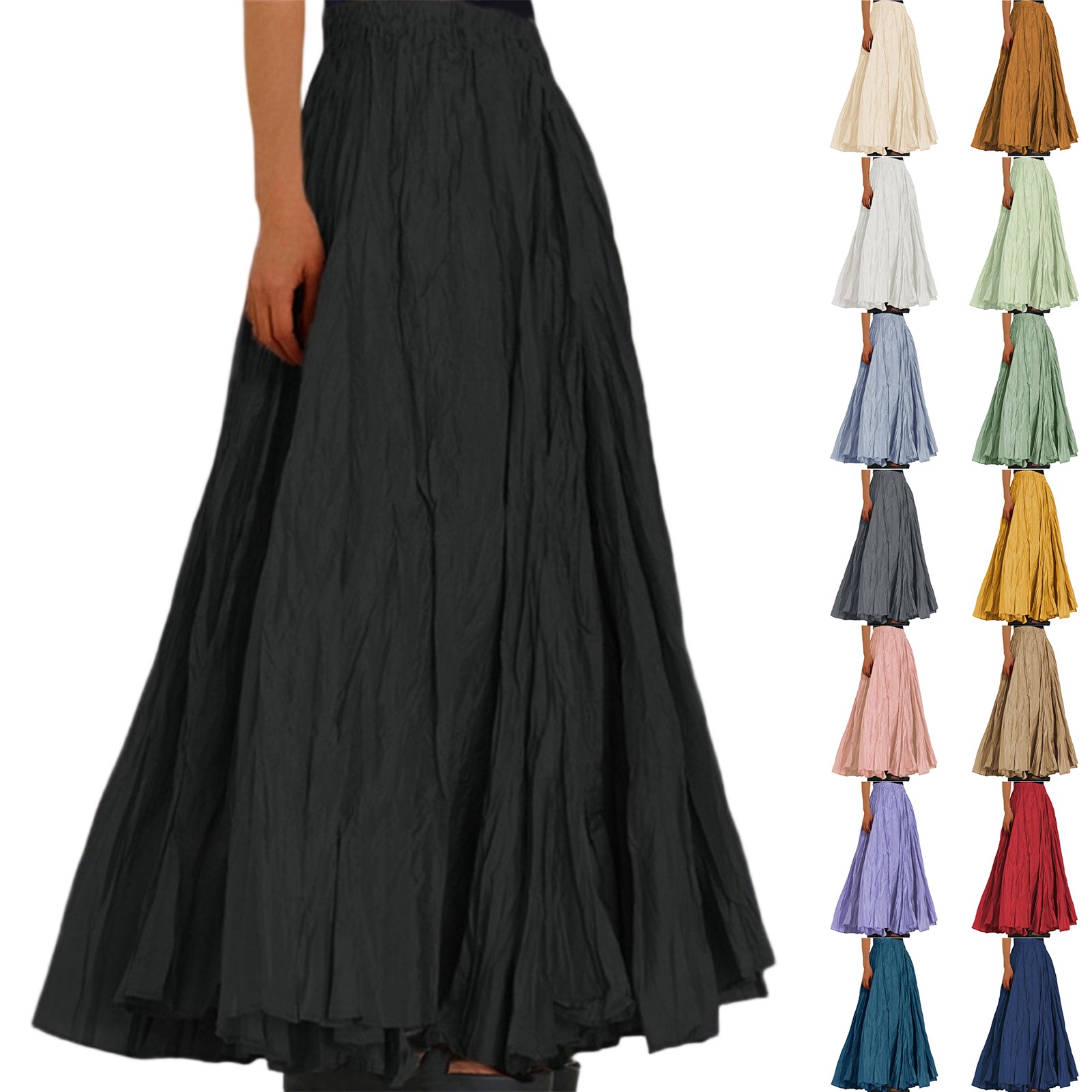Nouveau printemps été jupes en mousseline de soie pour les femmes élégant Patchwork a-ligne jupe longue femme coréenne Chic taille haute gâteau jupe Midi