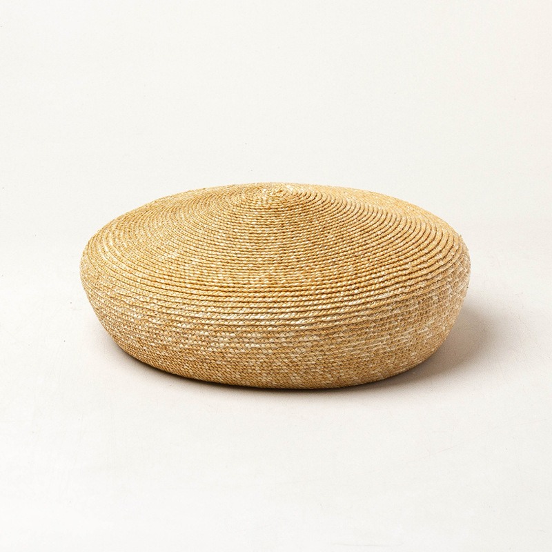 Bérets tissés à la main en paille de blé naturelle pour femmes, rétro, de haute qualité, défilé détaillé, forme Concave, chapeau de peintre tissé en paille Simple