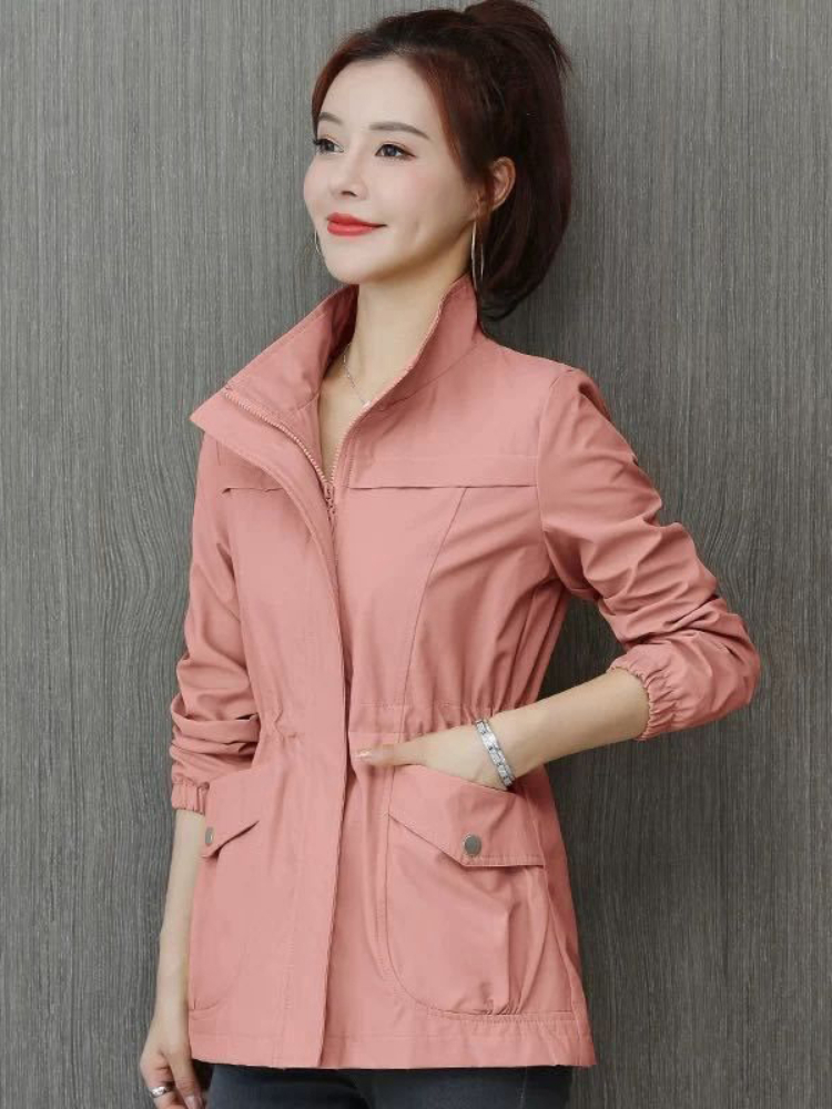 Veste courte pour femmes, coupe-vent décontracté, col montant, outillage, manteau basique à fermeture éclair, hauts avec doublure, nouvelle collection printemps automne 2023