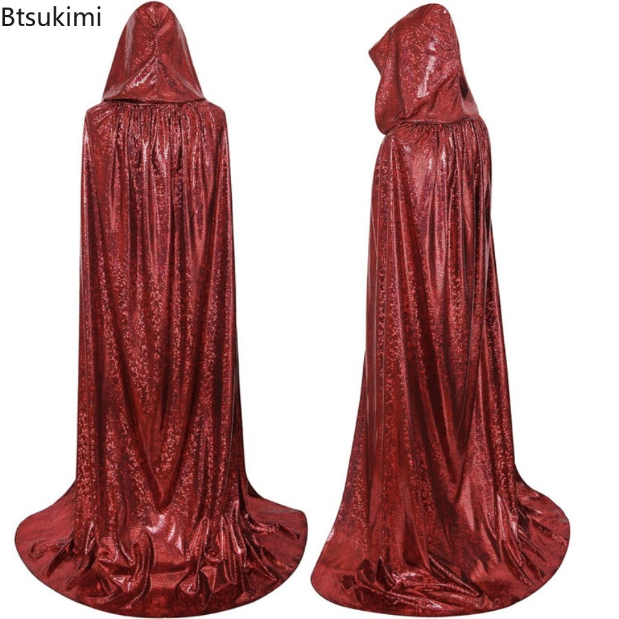Cape à capuche Cosplay médiévale longue Cape Halloween fête femmes hommes adulte Mage de la mort sorcellerie Wicca Robe dissimuler Robe reconstitution
