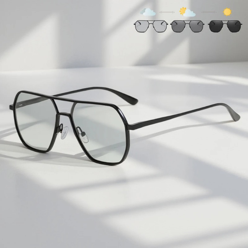 Lunettes de soleil photochromiques en métal pour hommes et femmes, lunettes de soleil polarisées tendance, anti-éblouissement, UV400, pour la conduite