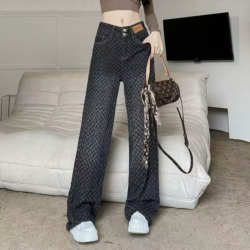 Jean femme printemps été jambe droite jean femmes nouveau Design sens pour les femmes coupe ample taille haute pantalon à jambes larges