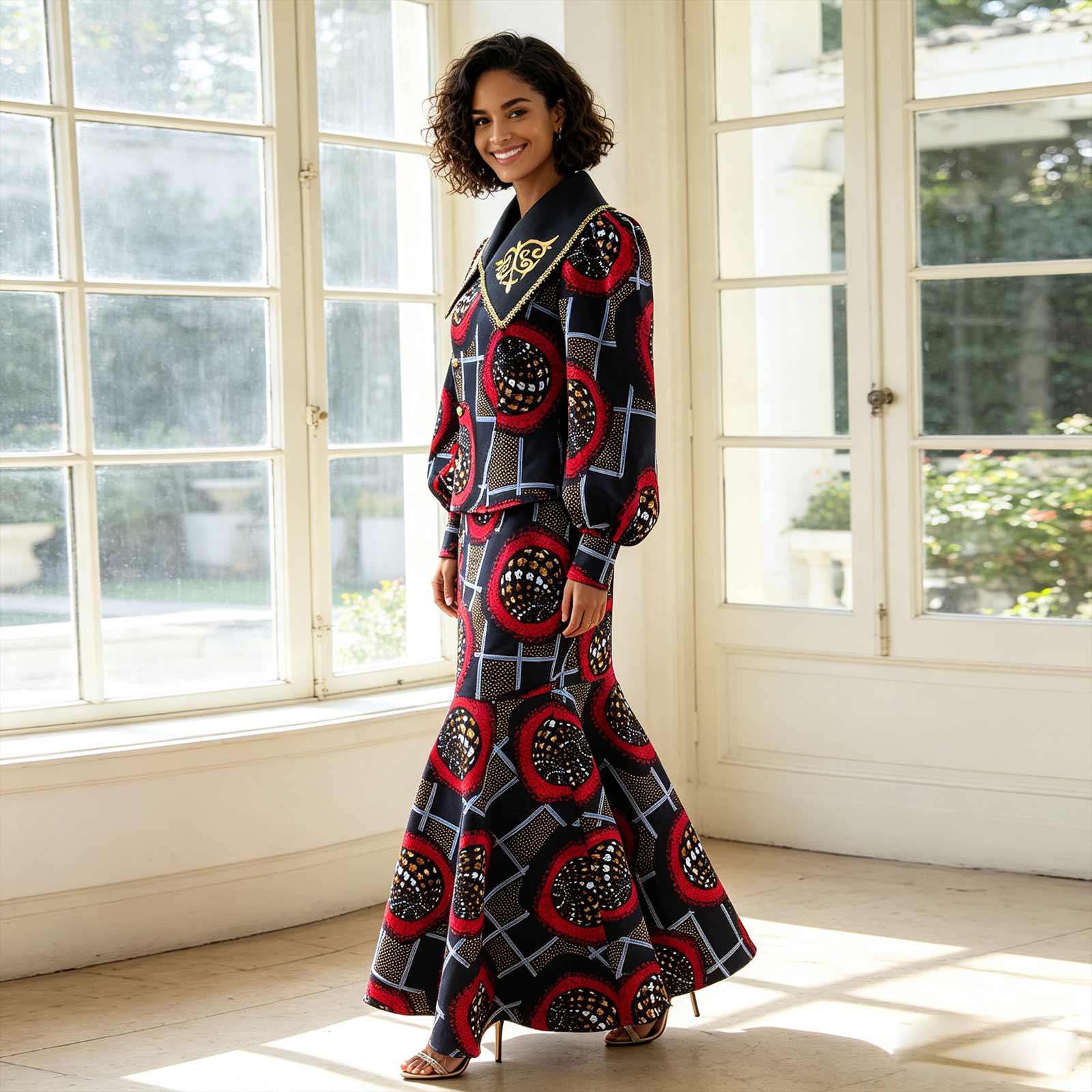 Vêtements africains pour femmes, chemises à manches longues à simple boutonnage brodées et jupes mi-longues, ensembles imprimés, tenues Ankara, 2626041