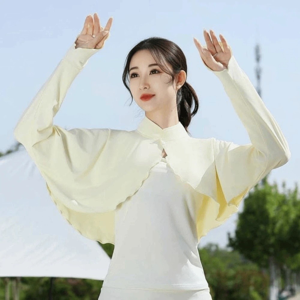 Châle d'été uni anti-UV, cape de protection solaire à manches longues en soie glacée, haut court, manches de bras, vêtements de protection solaire pour femme