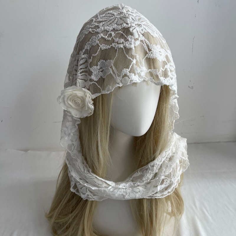 Nouveauté Printemps : Foulard en Soie Coréen Ins pour Filles, Style Lolita, Dentelle Creuse, Polyvalent, pour Décoration Photo et Accessoire de Mode Kawaii pour Femmes