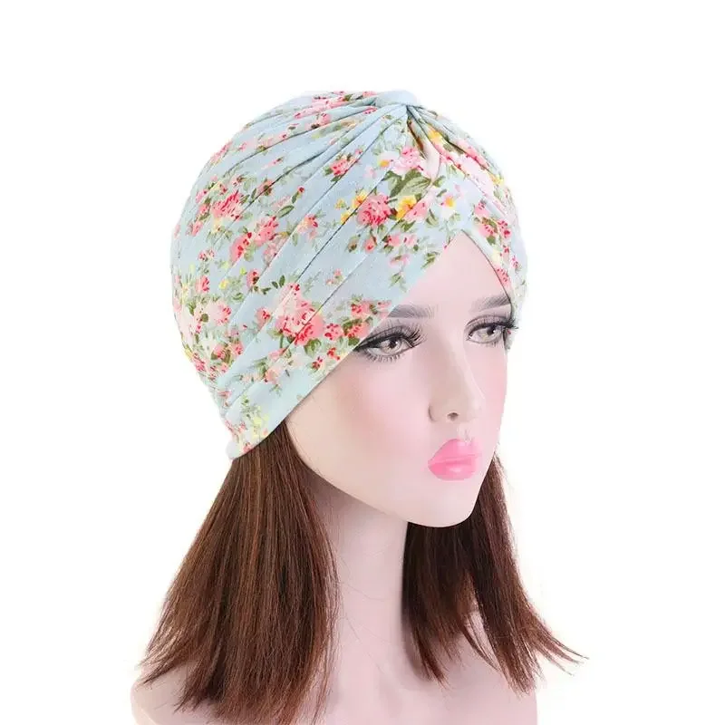 Turban indien femmes musulmanes Hijab imprimé fleuri chapeau Cancer chimio casquette islamique perte de cheveux couverture Bonnet Bonnet tête écharpe plissée