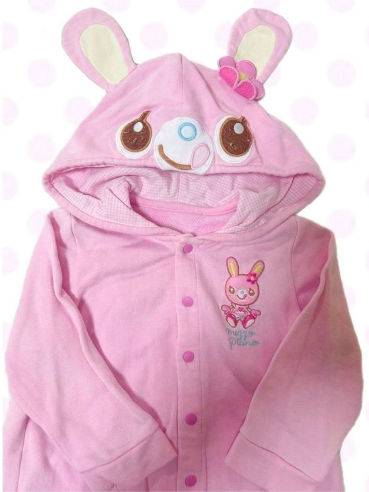 Manteau brodé de dessin animé japonais Kawaii pour femme, veste à capuche rose avec oreilles de lapin mignonnes, esthétique Y2k, Grunge, automne