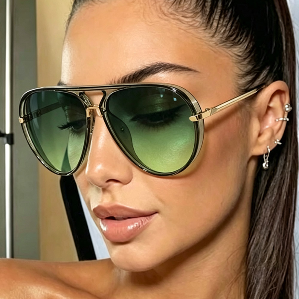 Lunettes de soleil ovales classiques pour femmes et hommes, nouvelle mode, dégradé noir-vert, lunettes de soleil rétro pour femmes, protection UV400 pour l'extérieur
