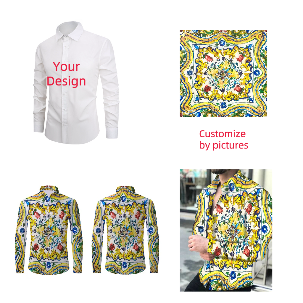 Chemise pour hommes chemise design personnalisé chemise à manches longues version ample revers chemise simple boutonnage super grande taille XS-6XL tissu doux