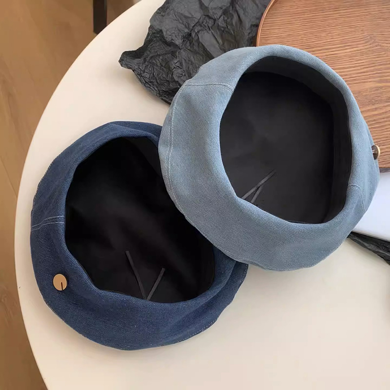 Bérets en denim coréen pour femmes, chapeau octogonal français rétro, casquettes d'artiste et de peintre, printemps et été, filles japonaises