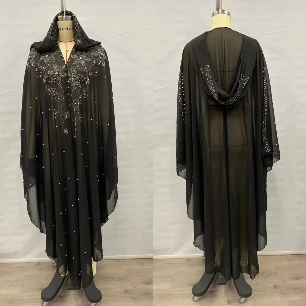 Robe cape à capuche fine Everak pour femme, vêtements de mode vintage, streetwear, ponchos, vestes mixtes, bling, diamant, fête