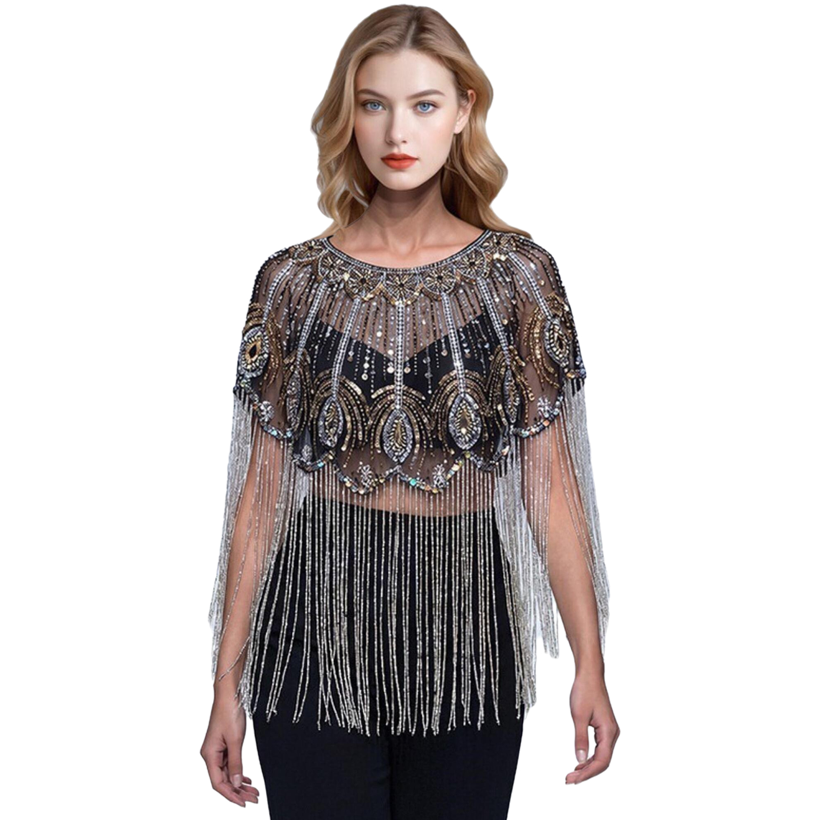 Châle vintage élégant des années 20 avec perles et pompons, cape de mariage, écharpes de mariée, châles pour femmes, robes de soirée Cheongsam, pour fêtes formelles et mariages