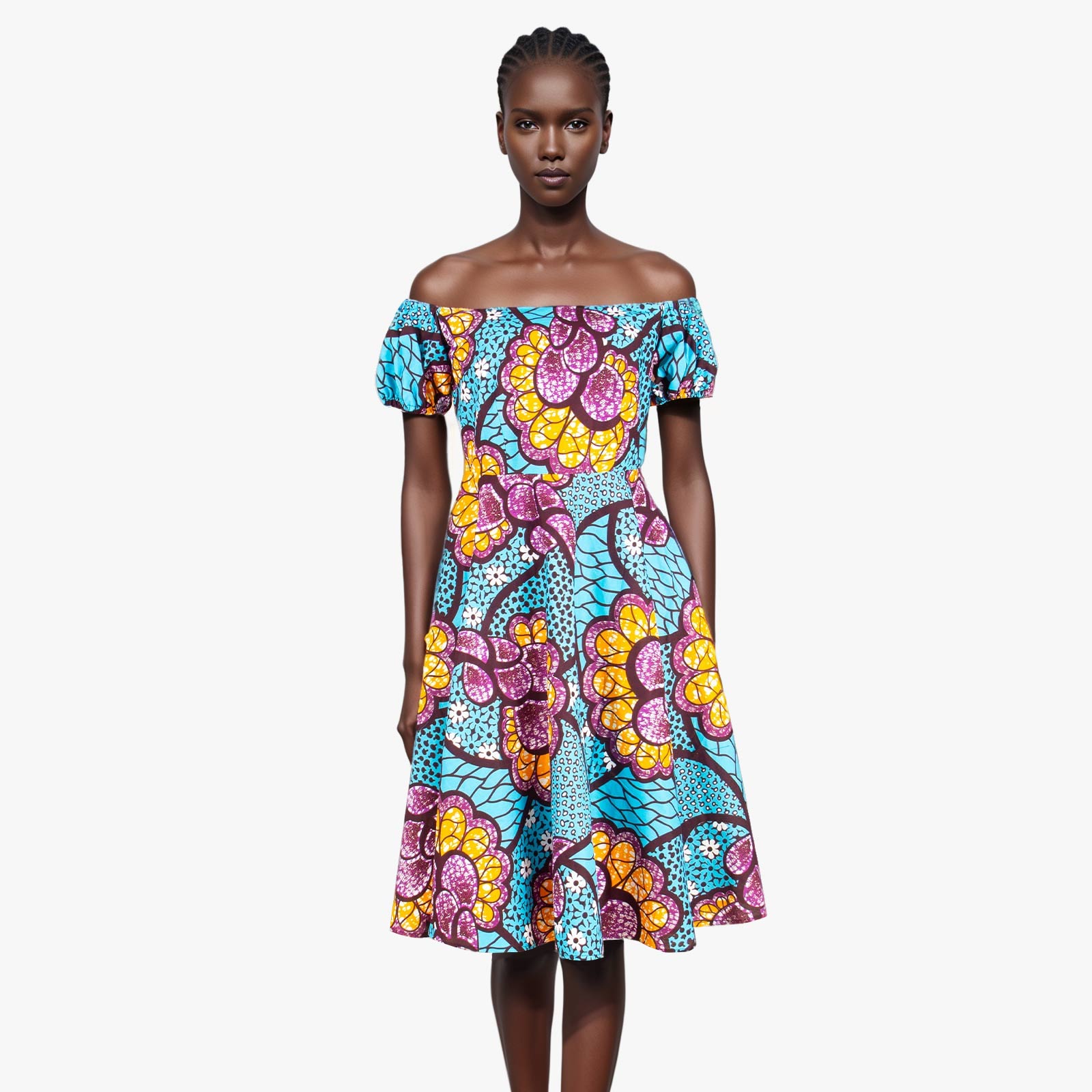 Robe africaine mi-longue imprimée à manches courtes pour femmes, tenue Ankara, tenue traditionnelle, vêtements de mode élégants, taille haute, 2425102