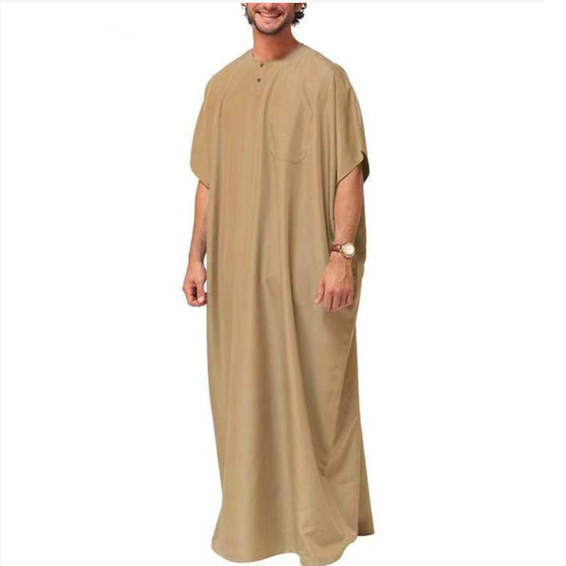 Robe musulmane à manches courtes pour hommes, Robe arabe du Moyen-Orient, Dubaï, Robe de luxe, Pakistan, Vêtements marocains pour hommes, Nouveau, 2024