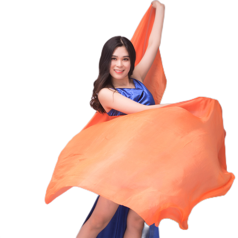 Voile de soie pour danse du ventre, teinture à la main, fluide, accessoire de Costume de danse du ventre, spectacle de danseuse, Performance professionnelle, couleurs unies, 100%