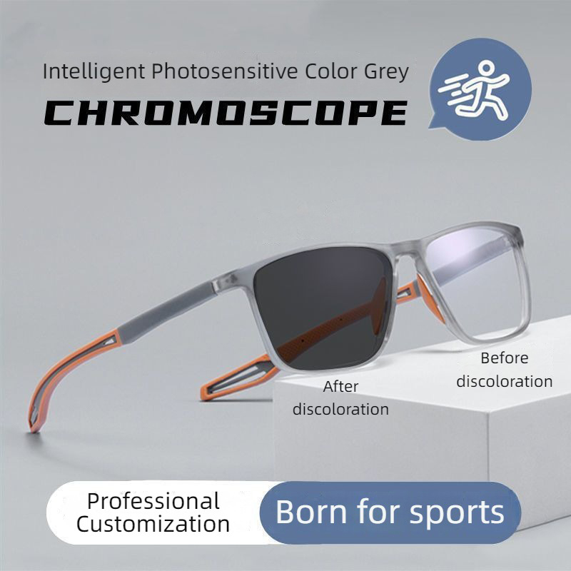 Lunettes de lecture photochromiques à blocs de couleur tendance pour hommes et femmes, lunettes de sport rectangulaires à changement de couleur