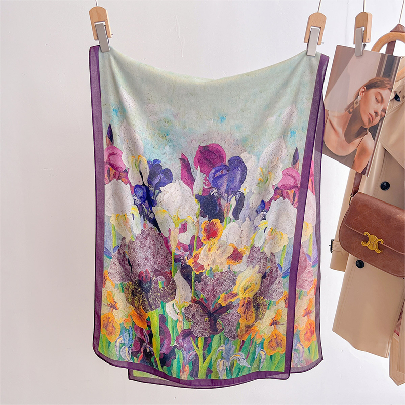 Foulards de luxe en laine et soie, châle Design chaud d'hiver, écharpe élégante pour femmes, Hijab Pashmina Bufanda, Long Foulard féminin 2025