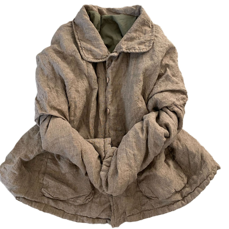 Veste Cardigan en coton et lin pour femme, nouveau Style coréen Vintage, coupe ample, vêtements chauds, automne hiver 2024