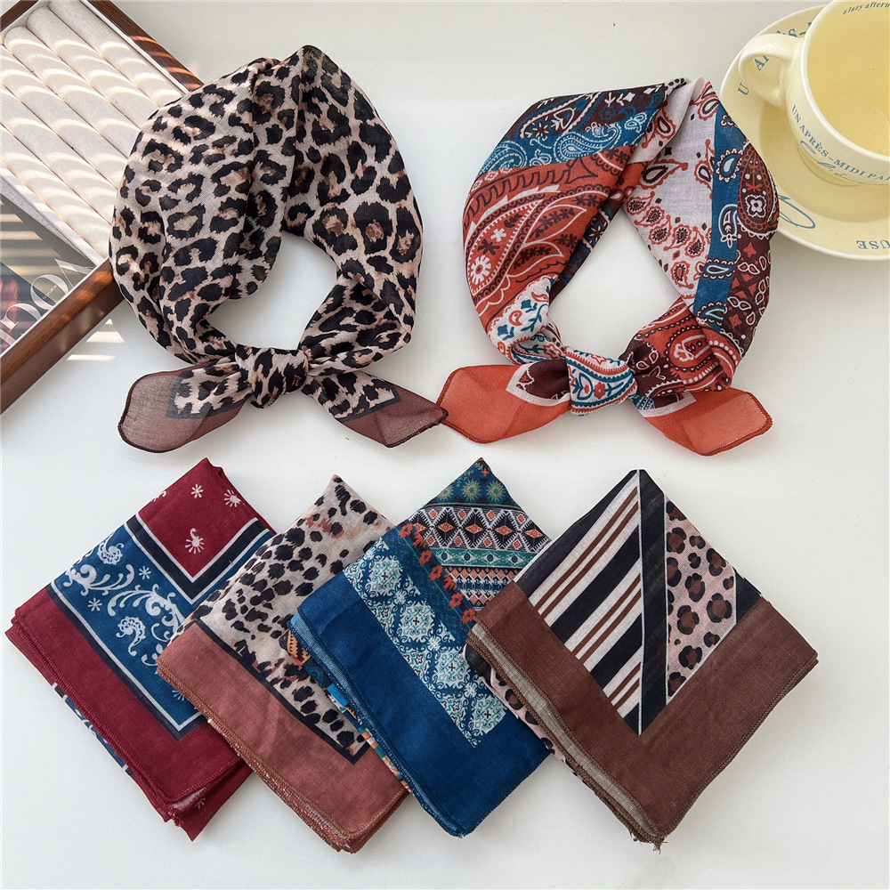 55*55 cm carré coton cheveux écharpe bandeau foulard foulard Turban châle enveloppement Bandanas