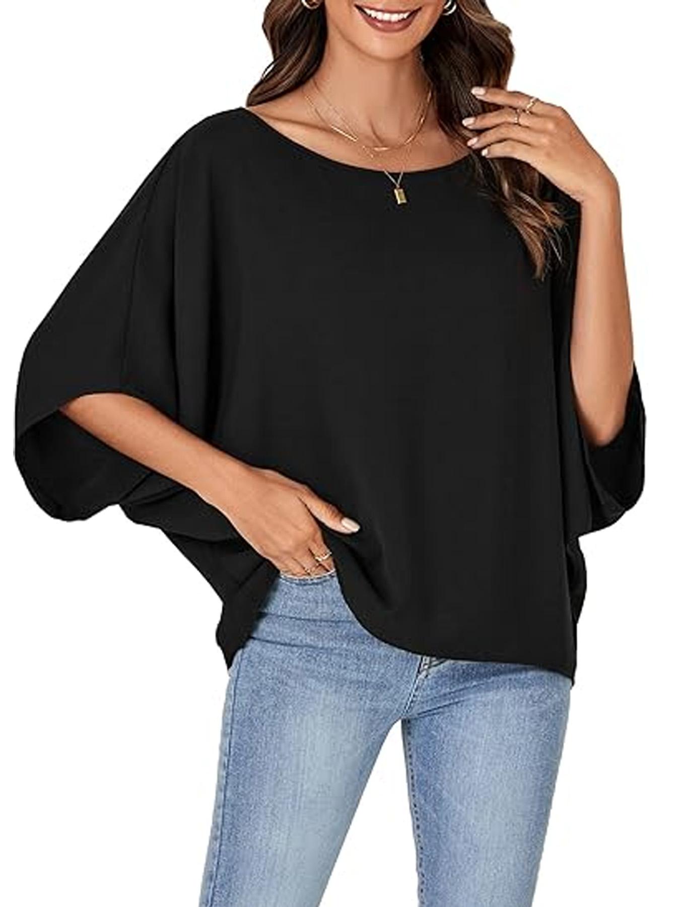 Chemise à manches chauve-souris pour femme, chemisier élégant et confortable pour un usage décontracté, haut tendance pour toutes les occasions